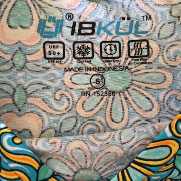 IBKUL Long Sleeve Crew Neck Top Scarlet Print Turquoise S and L - Picture 5 of 8